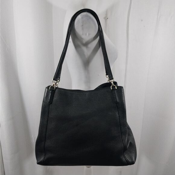 KATE SPADE! BLACK PEBBLED GENUINE LEATHER 3 COMPARTMENT SHOULDER BAG PURSE, BAG! - Picture 8 of 12